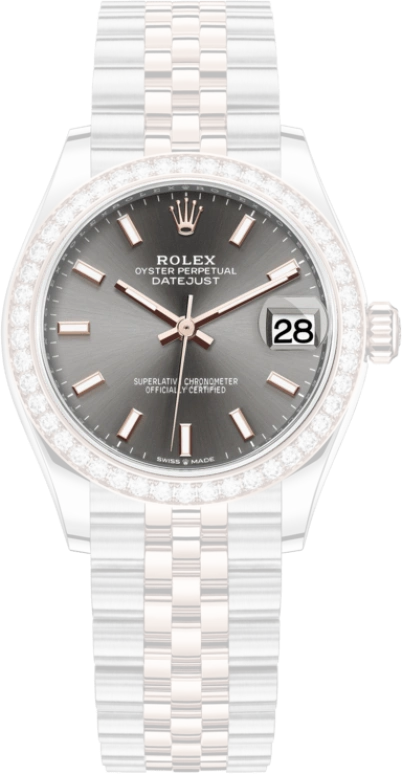 Rolex,Datejust 31 31mm,31mm,Rose Gold,Stainless Steel,Grey,Automatic,Day,55hours,278381RBR,278381RBR-0018