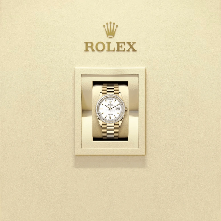 Rolex,Day-Date 36 36mm,36mm,Yellow Gold,White,Automatic,Date,Day,128398TBR,128398TBR-0016