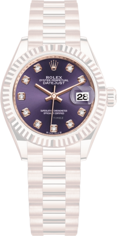 Rolex,Lady-Datejust 28mm,28mm,Rose Gold,Purple,Automatic,Day,55hours,279175,279175-0019