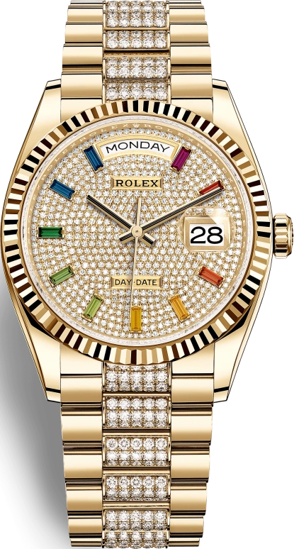 Rolex,Day-Date 36 36mm,36mm,Yellow Gold,Silver,Gold,Automatic,Date,Day,128238,128238-0052