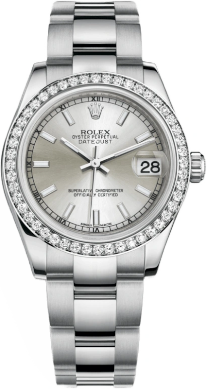 Rolex,Datejust 31 31mm,31mm,White Gold,Stainless Steel,Silver,Automatic,Day,48hours,178384,178384-0043