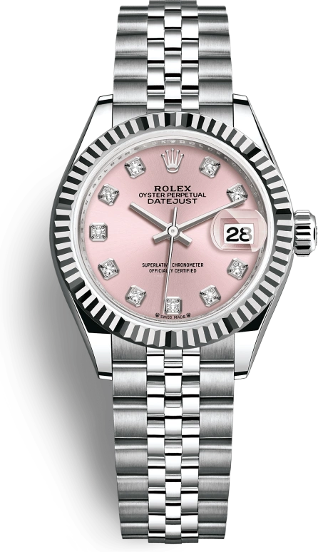 Rolex,Lady-Datejust 28mm,28mm,White Gold,Stainless Steel,Pink,Automatic,Day,55hours,279174,279174-0003