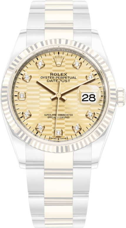 Rolex,Datejust 36 36mm,36mm,Yellow Gold,Stainless Steel,Champagne,Automatic,Day,70hours,126233,126233-0046