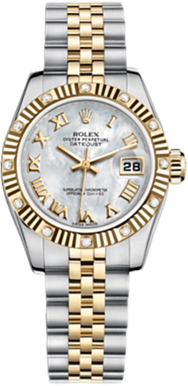 Rolex,Lady-Datejust 26mm,26mm,Yellow Gold,Oystersteel,White,Automatic,Day,48hours,179313,179313-0017