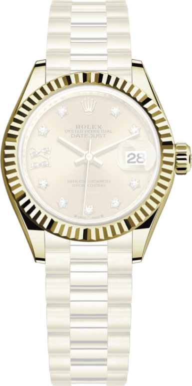 Rolex,Lady-Datejust 28mm,28mm,Yellow Gold,Champagne,Automatic,Day,55hours,279178,279178-0013