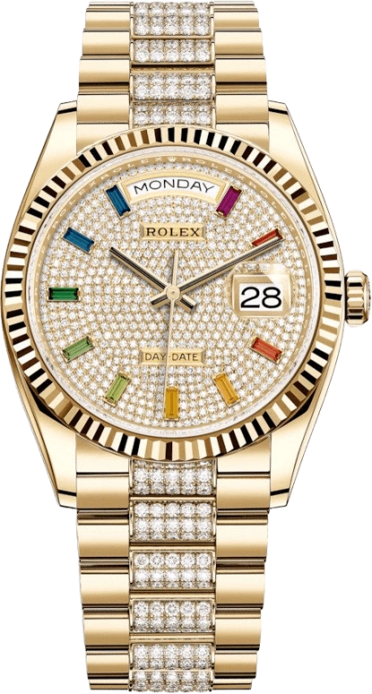 Rolex,Day-Date 36 36mm,36mm,Yellow Gold,Silver,Gold,Automatic,Date,Day,128238,128238-0052