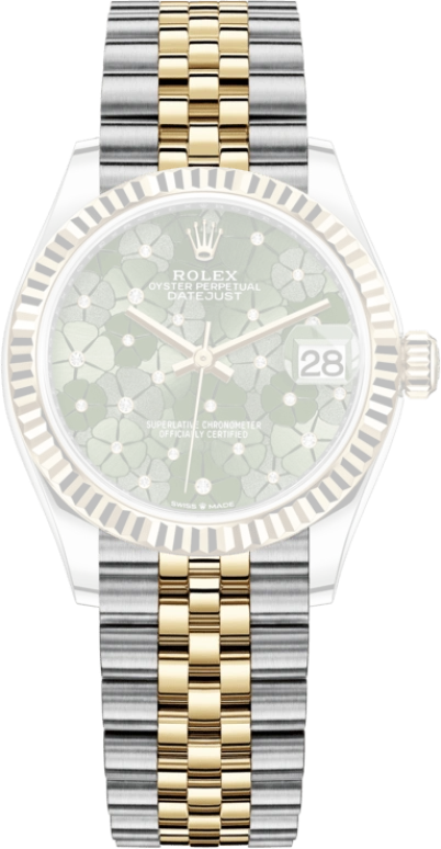 Rolex,Datejust 31 31mm,31mm,Yellow Gold,Stainless Steel,Green,Automatic,Day,55hours,278273,278273-0032