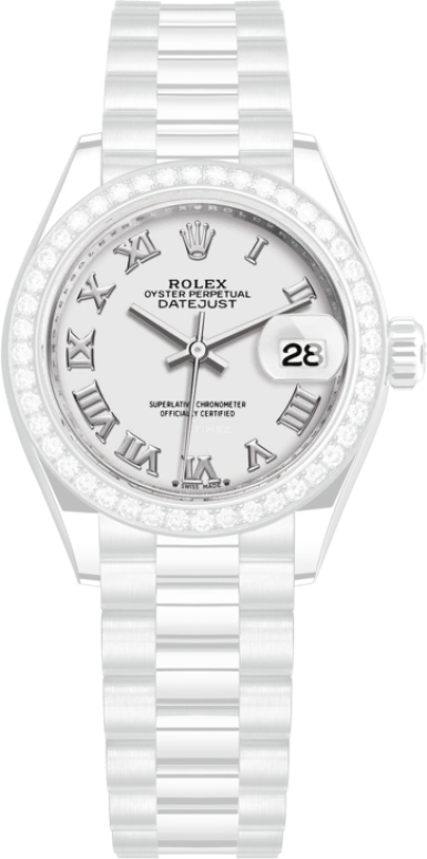 Rolex,Lady-Datejust 28mm,28mm,White Gold,White,Automatic,Day,55hours,279139RBR,279139RBR-0013