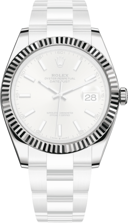 Rolex,Datejust 41 41mm,41mm,White Gold,Stainless Steel,Silver,Automatic,Day,70hours,Luis Suárez,126334,126334-0003