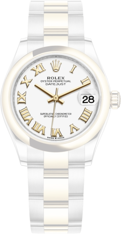 Rolex,Datejust 31 31mm,31mm,Yellow Gold,Stainless Steel,White,Automatic,Day,55hours,278243,278243-0001
