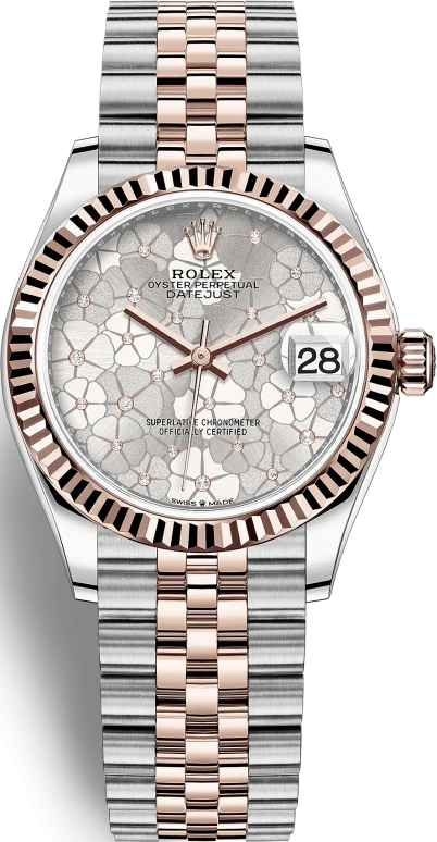 Rolex,Datejust 31 31mm,31mm,Rose Gold,Stainless Steel,Silver,Automatic,Day,55hours,278271,278271-0032