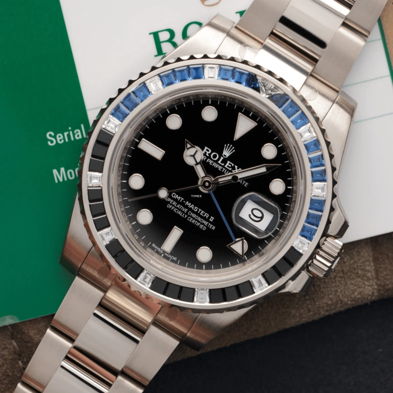 Rolex,GMT-Master II 40mm,40mm,White Gold,Black,Automatic,Day,Dule Time,116749SABLNR