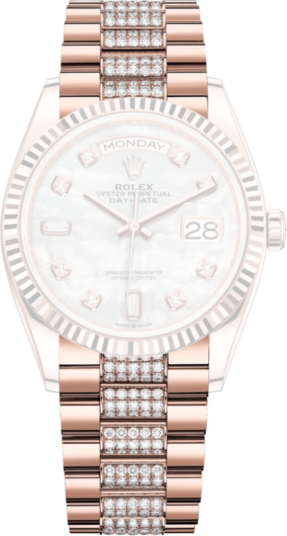Rolex,Day-Date 36 36mm,36mm,Rose Gold,White,Silver,Automatic,Date,Day,128235,128235-0032