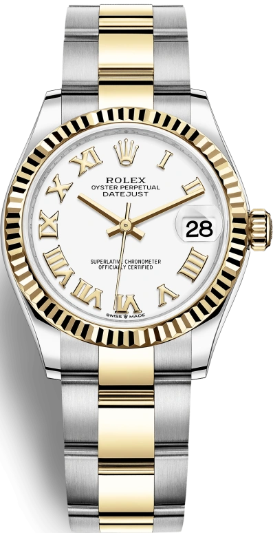 Rolex,Datejust 31 31mm,31mm,Yellow Gold,Stainless Steel,White,Automatic,Day,55hours,278273,278273-0001