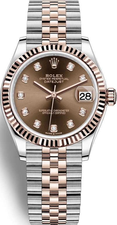 Rolex,Datejust 31 31mm,31mm,Rose Gold,Stainless Steel,Brown,Automatic,Day,55hours,278271,278271-0028