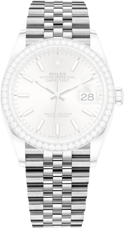 Rolex,Datejust 36 36mm,36mm,White Gold,Stainless Steel,Silver,Automatic,Day,70hours,126284RBR,126284RBR-0005