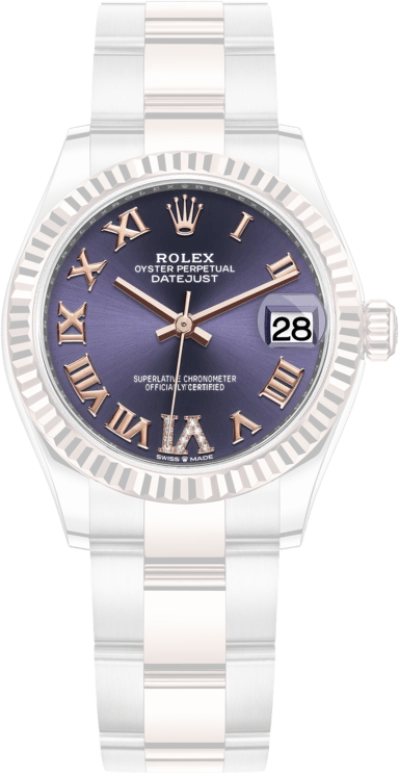 Rolex,Datejust 31 31mm,31mm,Rose Gold,Stainless Steel,Purple,Automatic,Day,55hours,278271,278271-0019