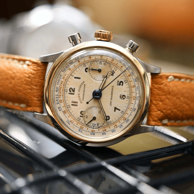 Rolex,Other 36mm,36mm,Yellow Gold,Stainless Steel,Cream,Handwound,Chronograph,Anti-magnetic,3525 1940s