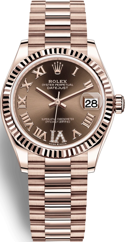 Rolex,Datejust 31 31mm,31mm,Rose Gold,Brown,Chocolate,Automatic,Day,55hours,278275,278275-0025