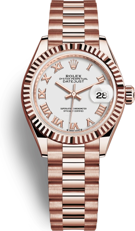 Rolex,Lady-Datejust 28mm,28mm,Everose Gold,White,Automatic,Day,55hours,279175,279175-0021