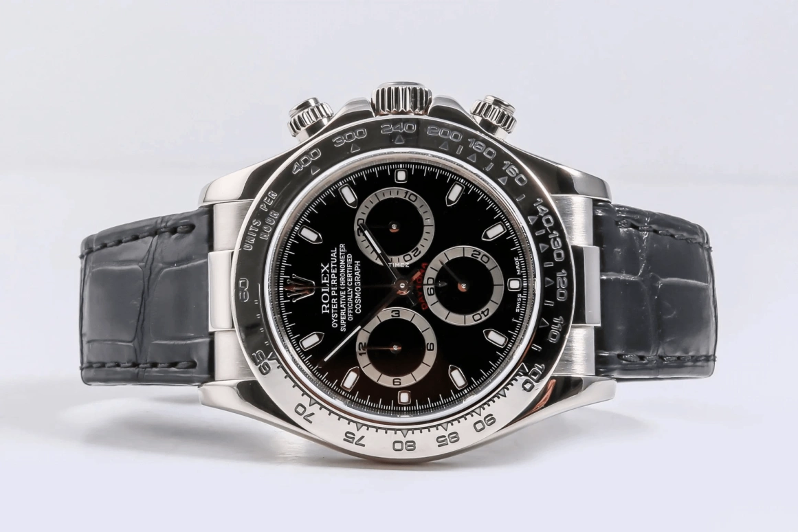 Rolex,Daytona 40mm,40mm,White Gold,Black,Automatic,Chronograph,72hours,116519