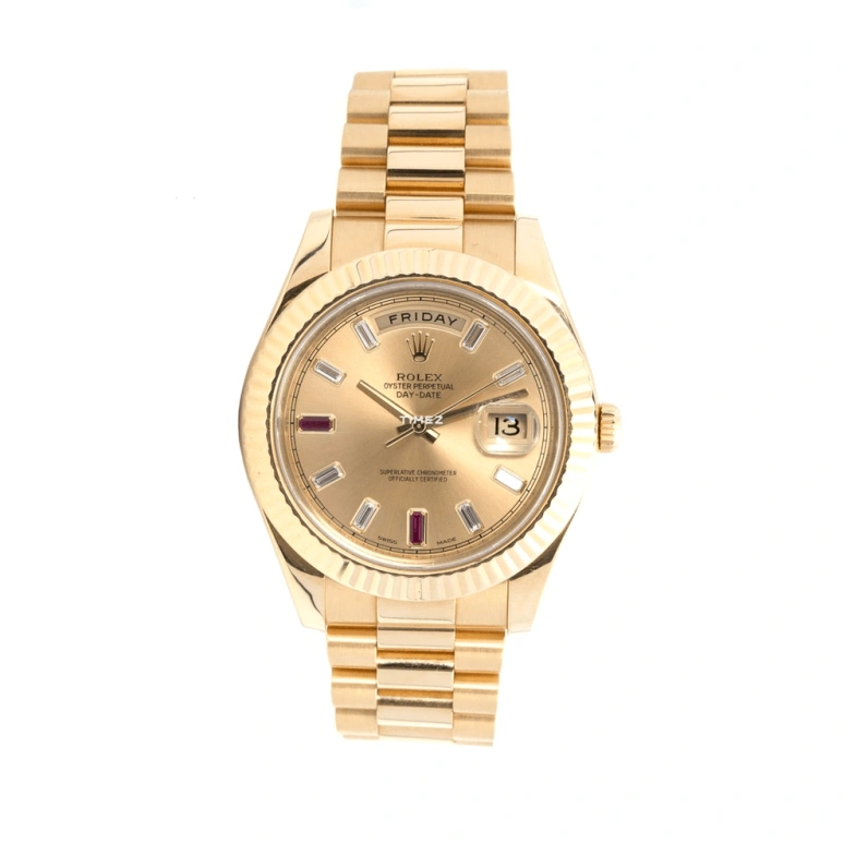 Rolex,Day-Date II 41mm,41mm,Yellow Gold,Gold,Automatic,48hours,In-house Caliber,218238 Ruby