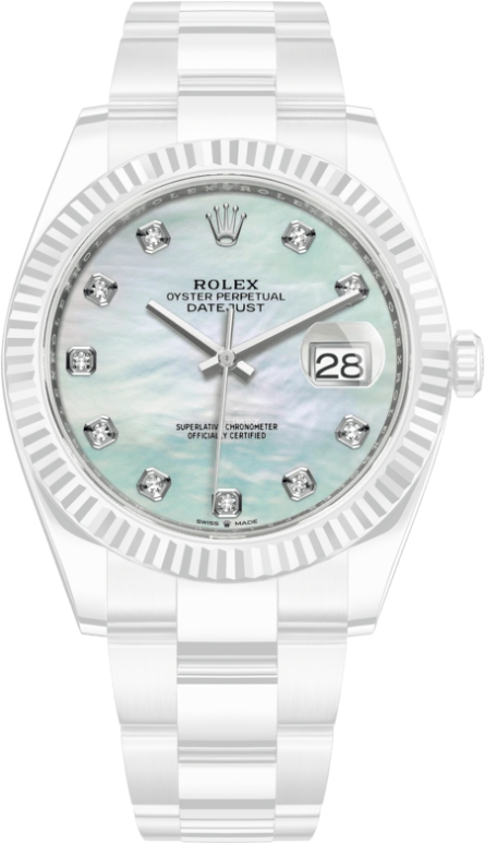 Rolex,Datejust 41 41mm,41mm,White Gold,Stainless Steel,White,Automatic,Day,70hours,126334,126334-0019