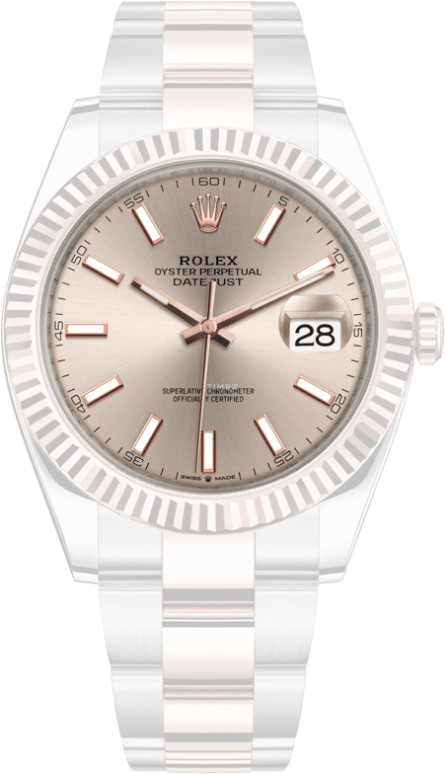 Rolex,Datejust 41 41mm,41mm,Rose Gold,Stainless Steel,Pink,Automatic,Day,70hours,126331,126331-0009