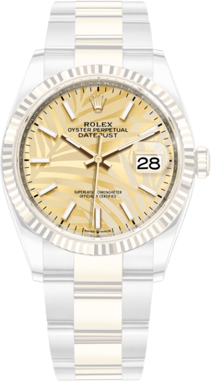 Rolex,Datejust 36 36mm,36mm,Yellow Gold,Stainless Steel,Champagne,Automatic,Day,70hours,126233,126233-0038
