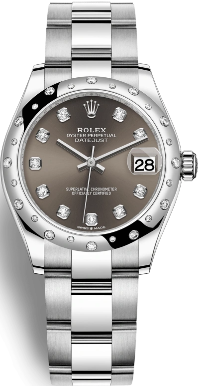 Rolex,Datejust 31 31mm,31mm,White Gold,Stainless Steel,Grey,Automatic,Day,55hours,278344RBR,278344RBR-0007
