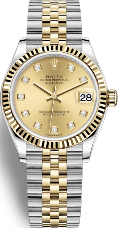 Rolex,Datejust 31 31mm,31mm,Yellow Gold,Stainless Steel,Champagne,Automatic,Day,55hours,278273,278273-0026