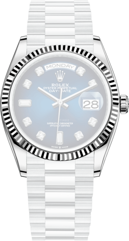 Rolex,Day-Date 36 36mm,36mm,Platinum,Blue,Automatic,Date,Day,128236,128236-0005