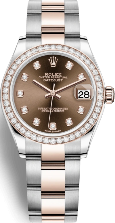Rolex,Datejust 31 31mm,31mm,Rose Gold,Stainless Steel,Brown,Automatic,Day,55hours,278381RBR,278381RBR-0027