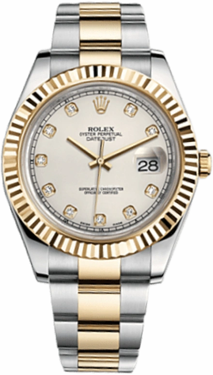 Rolex,Datejust II 41mm,41mm,Yellow Gold,Oystersteel,White,Automatic,Day,48hours,116333,116333-0008