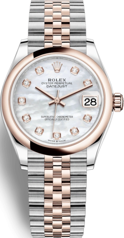 Rolex,Datejust 31 31mm,31mm,Rose Gold,Stainless Steel,White,Automatic,Day,55hours,278241,278241-0026
