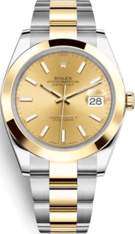 Rolex,Datejust 41 41mm,41mm,Yellow Gold,Stainless Steel,Champagne,Automatic,Day,70hours,126303,126303-0009