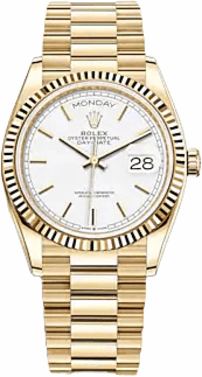 Rolex,Day-Date 36 36mm,36mm,Yellow Gold,White,Automatic,Date,Day,128238,128238-0081