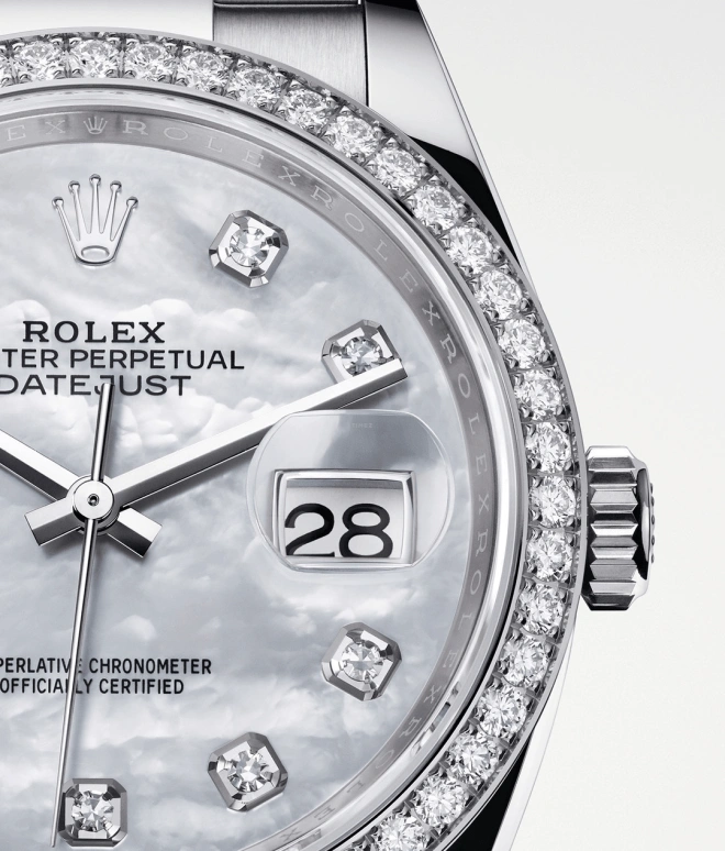 Rolex,Datejust 36 36mm,36mm,White Gold,Stainless Steel,White,Automatic,Day,70hours,126284RBR,126284RBR-0012