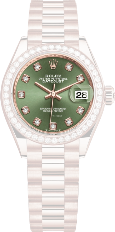 Rolex,Lady-Datejust 28mm,28mm,Everose Gold,Green,Automatic,Day,55hours,279135RBR,279135RBR-0014