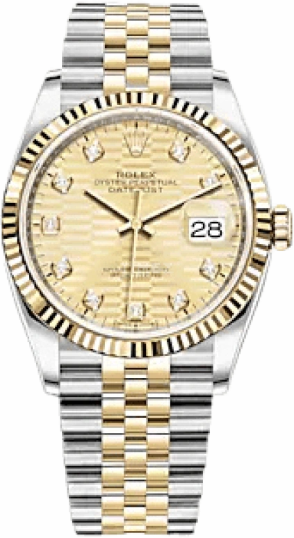 Rolex,Datejust 36 36mm,36mm,Yellow Gold,Stainless Steel,Champagne,Automatic,Day,70hours,126233,126233-0045