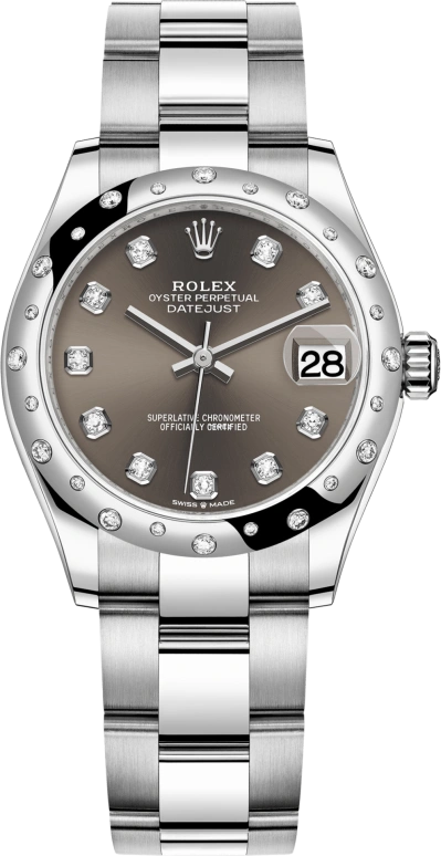 Rolex,Datejust 31 31mm,31mm,White Gold,Stainless Steel,Grey,Automatic,Day,55hours,278344RBR,278344RBR-0007