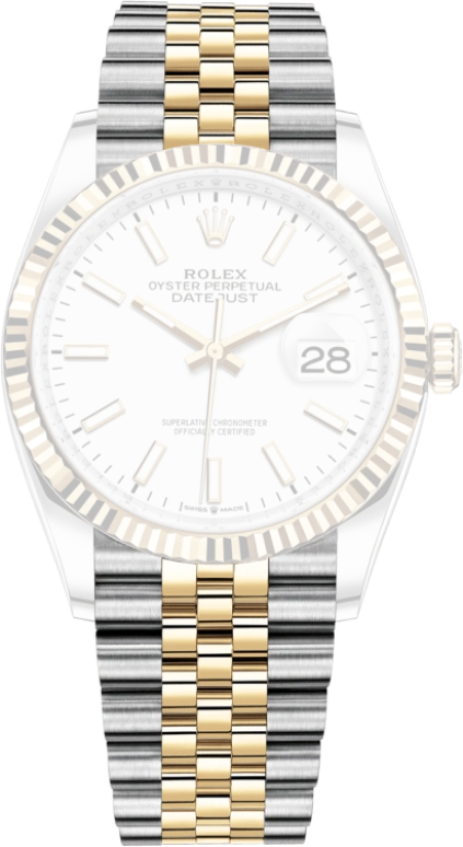 Rolex,Datejust 36 36mm,36mm,Yellow Gold,Stainless Steel,White,Automatic,Day,70hours,126233,126233-0019