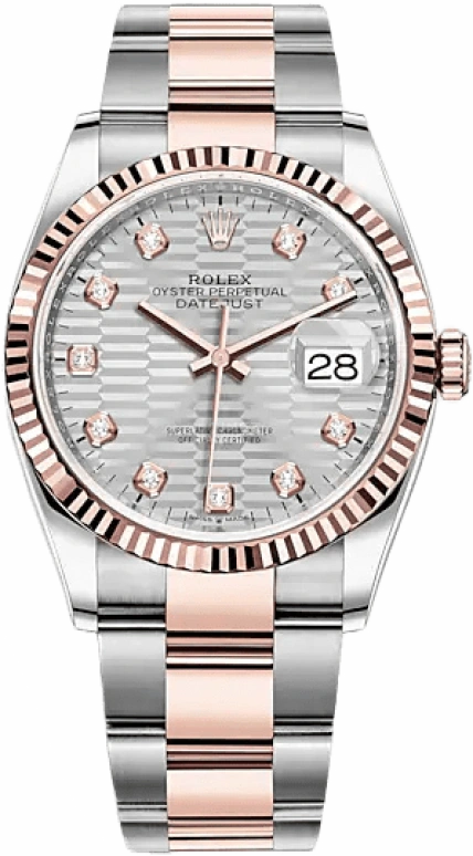 Rolex,Datejust 36 36mm,36mm,Oystersteel,Everose Gold,Silver,Automatic,Day,70hours,126231,126231-0040