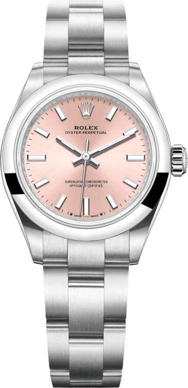 Rolex,Oyster Perpetual 28mm,28mm,Stainless Steel,Pink,Automatic,55hours,In-house Caliber,276200,276200-0004