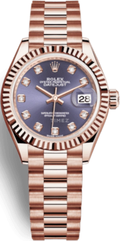 Rolex,Lady-Datejust 28mm,28mm,Rose Gold,Purple,Automatic,Day,55hours,279175,279175-0019