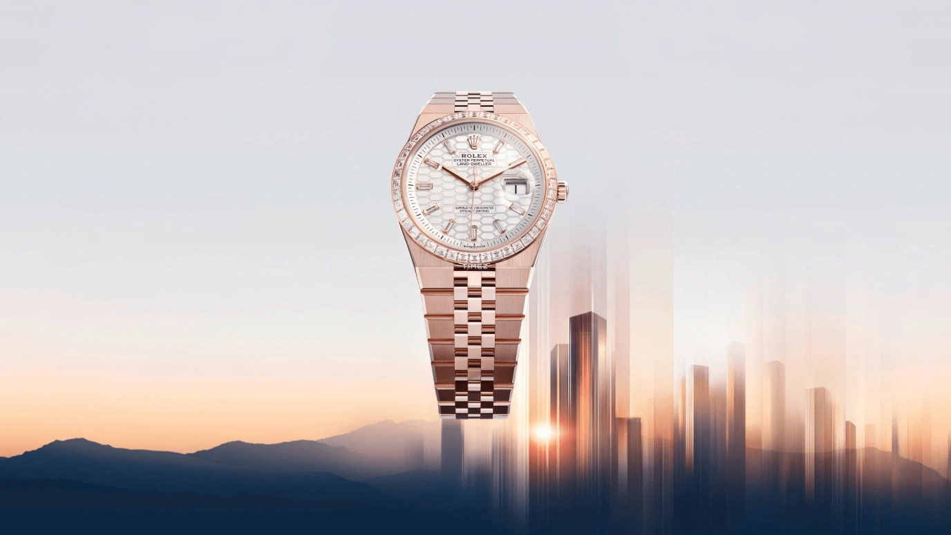 Rolex,Land‑Dweller 40mm,40mm,Everose Gold,White,Automatic,Day,66hours,127385TBR,127385TBR-0003