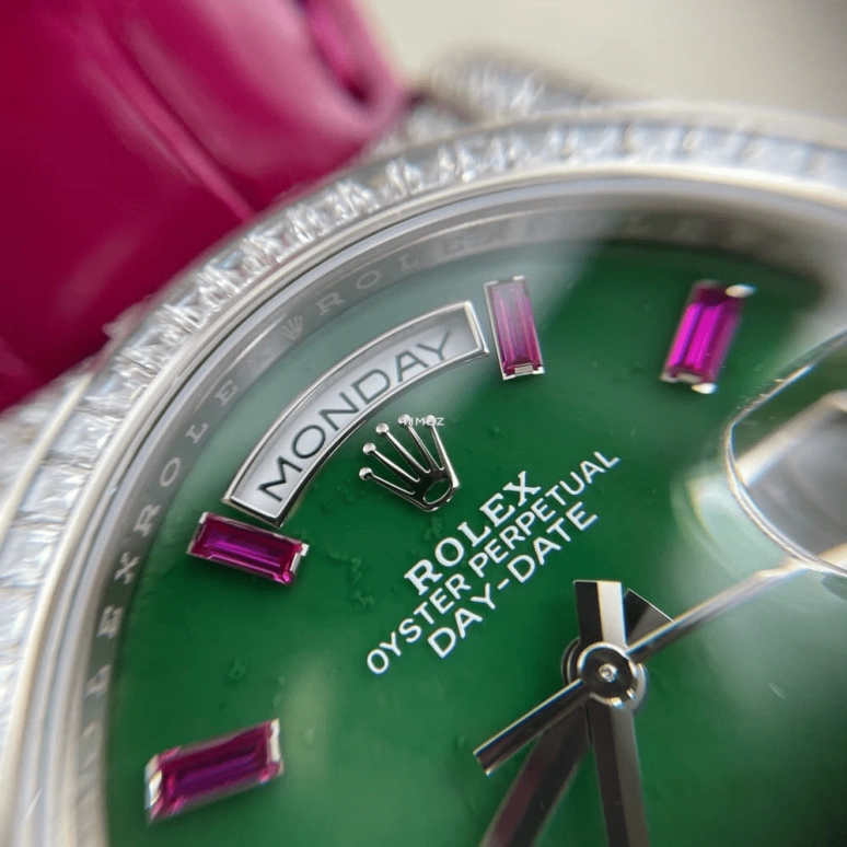Rolex,Day-Date 36 36mm,36mm,White Gold,Green,Automatic,Date,Day,128459TBR