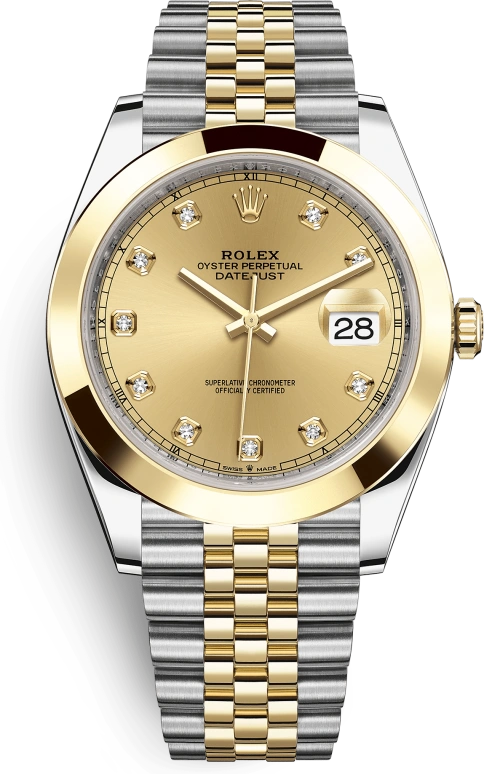 Rolex,Datejust 41 41mm,41mm,Yellow Gold,Stainless Steel,Champagne,Automatic,Day,70hours,126303,126303-0012