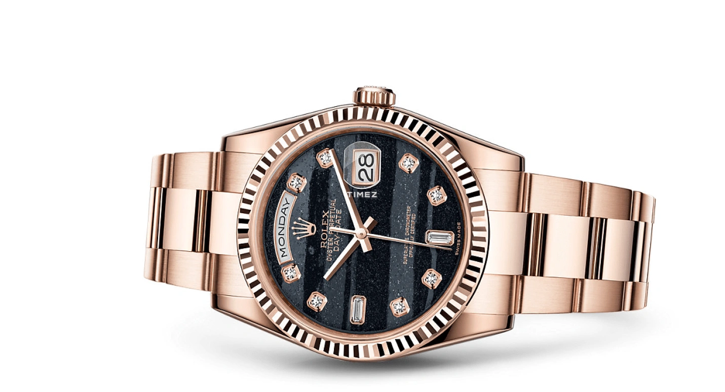 Rolex,Day-Date 36 36mm,36mm,Rose Gold,Black,Automatic,Date,Day,118235F,118235F-0111