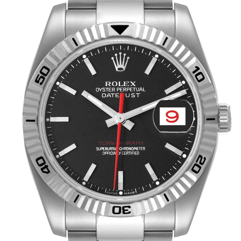 Rolex,Datejust 36 36mm,36mm,Stainless Steel,White Gold,Black,Automatic,Day,48hours,116264,116264-0003